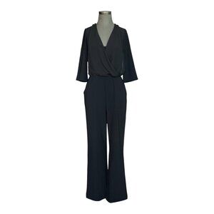 Boston Proper Black V-Neck Wide Leg Jumpsuit Romper Women's Size S